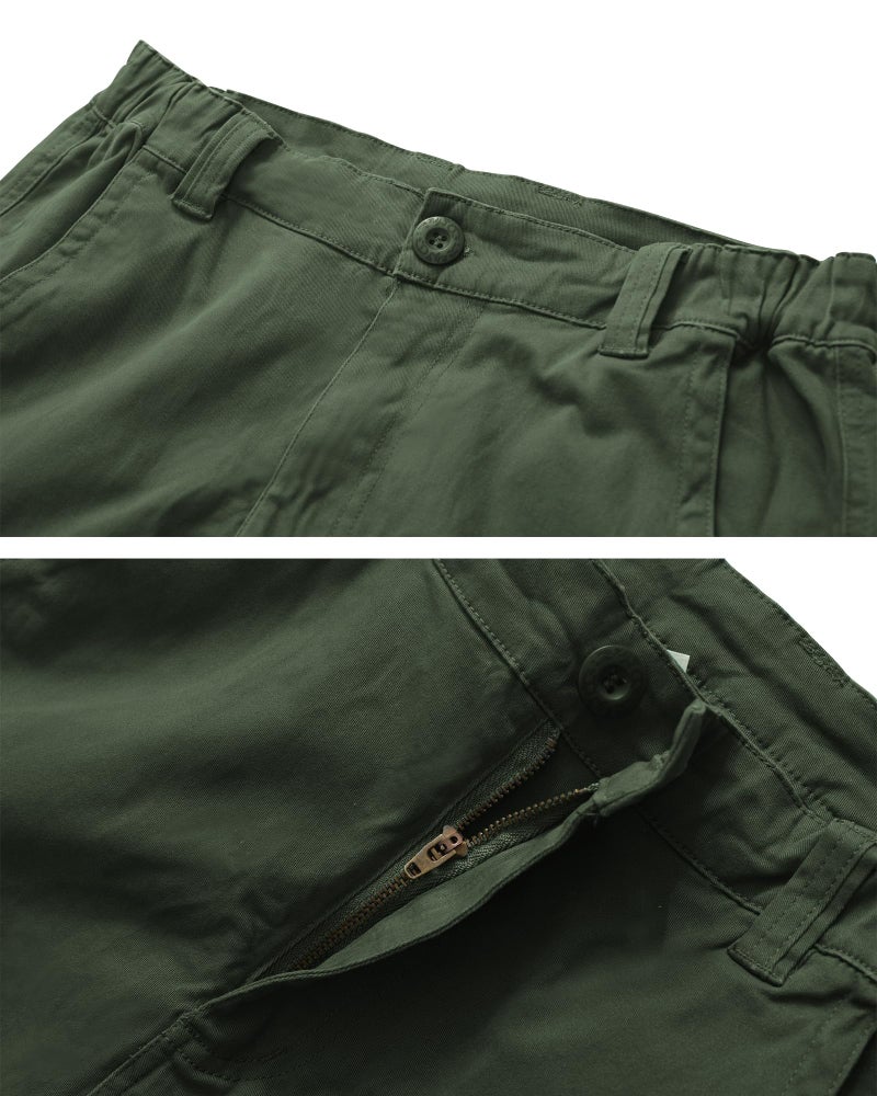 AKARMY Men's Camo Cargo Shorts Outdoor Multi-Pocket Cotton Casual Shorts with No Belt 8062# Army Green 36 - Image 3